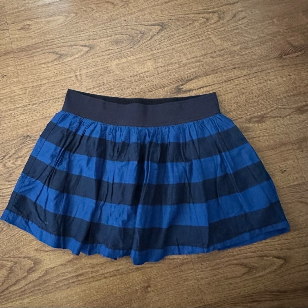 Abercrombie & Fitch Striped Blue mini lined Skirt size large Y2K elastic waist